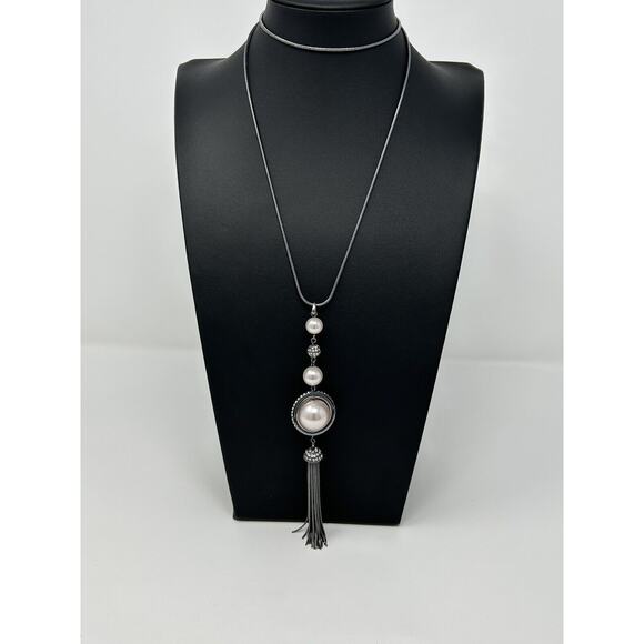Simply Vera Vera Wang Jewelry - Simply Vera Wang Pink Pearl Rhinestone Silver Gray Necklace